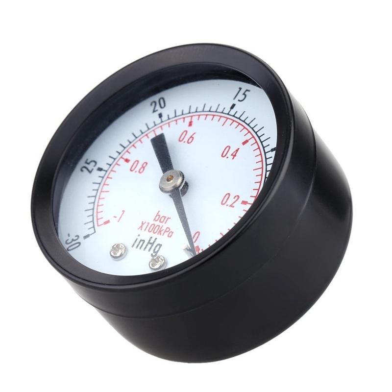 AT21-2X Pressure Gauge - 0 - -30Inhg 0 - -1 Bar Mini Dial Air Vacuum Pressure Gauge Pressure Gauge Pressure Gage Black