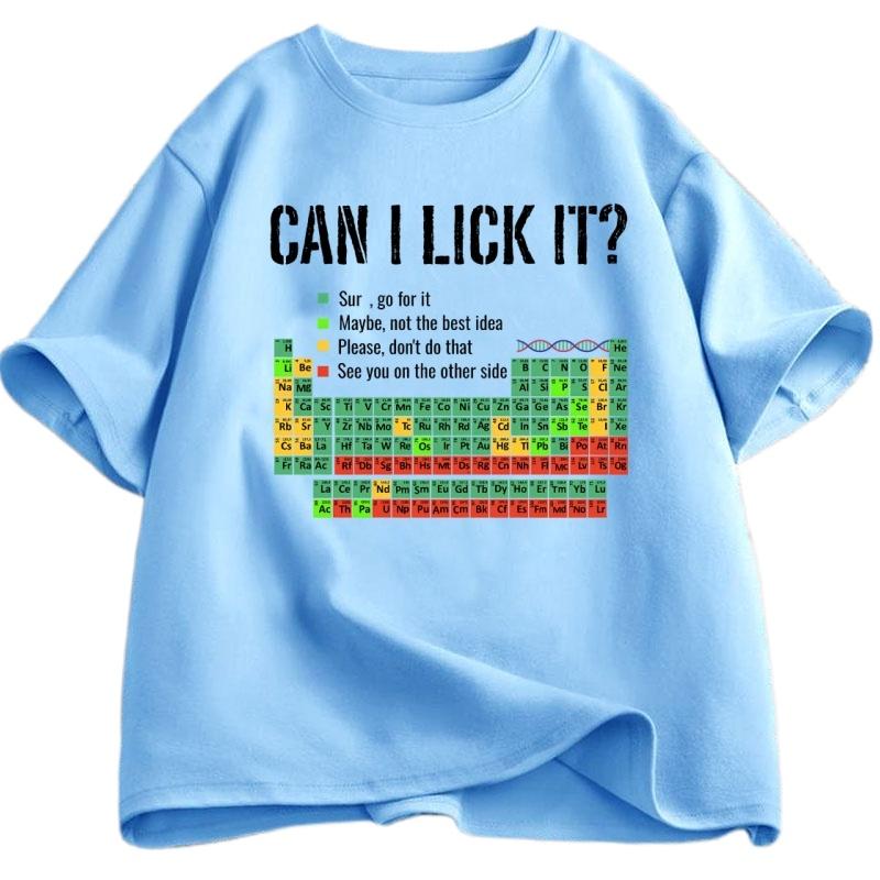 Can I Lick It T Shirt Periodic Table Print Unisex Unisex Fashion Casual Tops Shirt Funny Chemistry Clothes Round Neck Short Sleeves