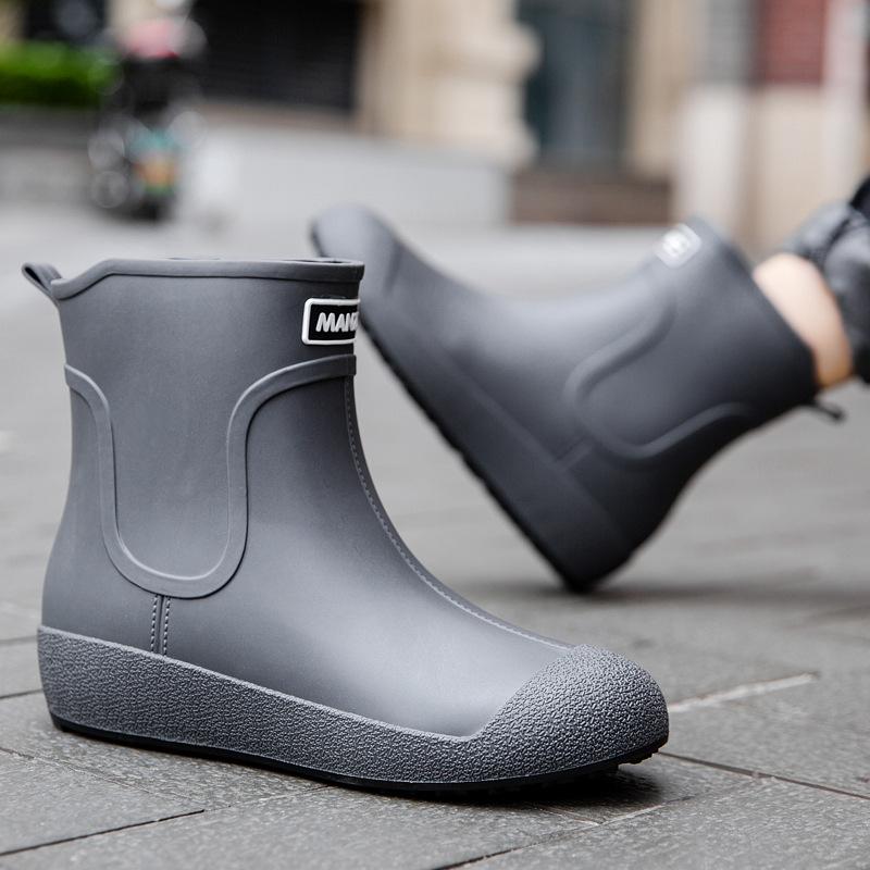 2025 новые уличные дождевые ботинки мужская верхняя одежда флисовые нескользящие резиновые сапоги женская мягкая подошва водонепроницаемая обувь износостойкая резиновая обувь tide