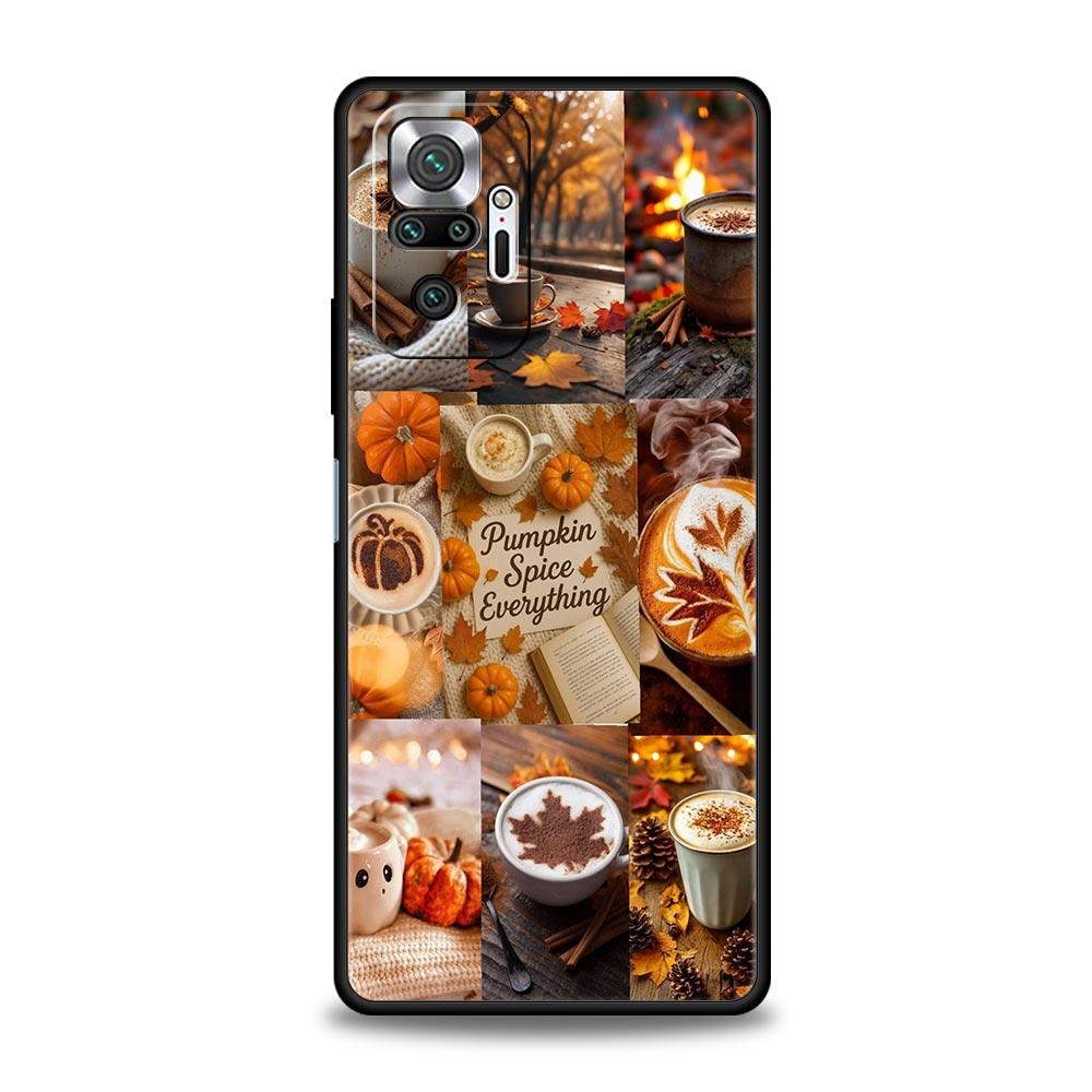 Чехол для телефона 'Тыква Осенние Листья Кофе' для Redmi 14C 10C Note 15 14 13 12 10 11 K40 Pro Plus 5G Мягкий ТПУ Ударопрочный Capas