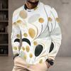 Men Plus Size Round Neck Long Sleeve White Gem Printed T Shirt Straight Hem Pullover