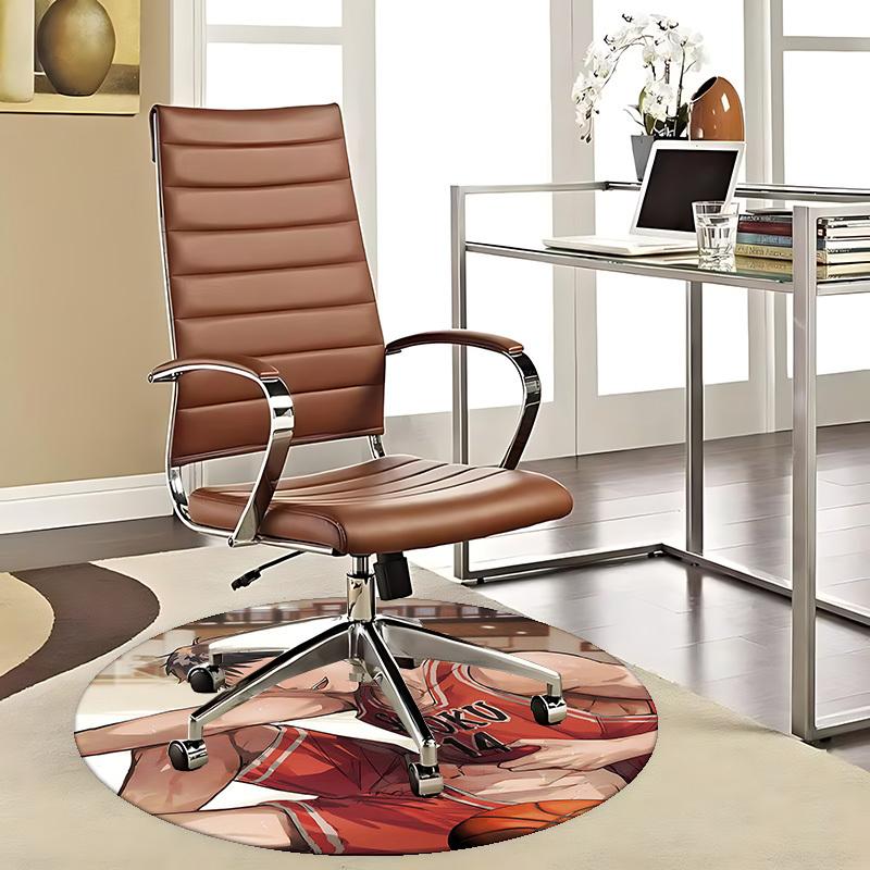1pc Anime Basketball Player with "SHOKU 14" Chair Mat - Round Carpet for Office, Home Decor
