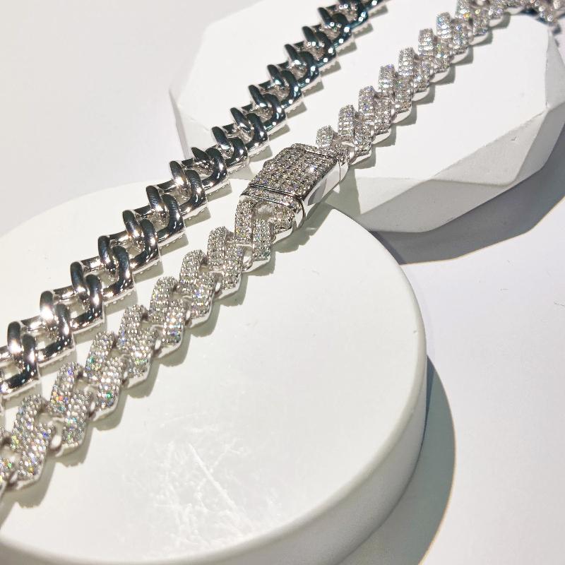 Ширина 14 мм Ледяная Кубинская Цепь с Кубическим Цирконием 2 Ряда Miami Cuban Link Ожерелье для Рэпера Мужское Ожерелье Хип-Хоп Украшения