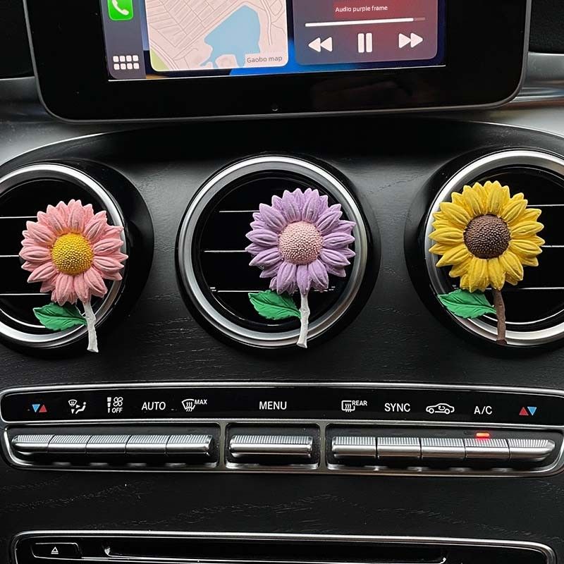 Sunflower Car Perfume Fragrance Car Air Conditioner Vent Decoration Flower Diffuser Stone Fragrance Car Interior Bouquet for Women