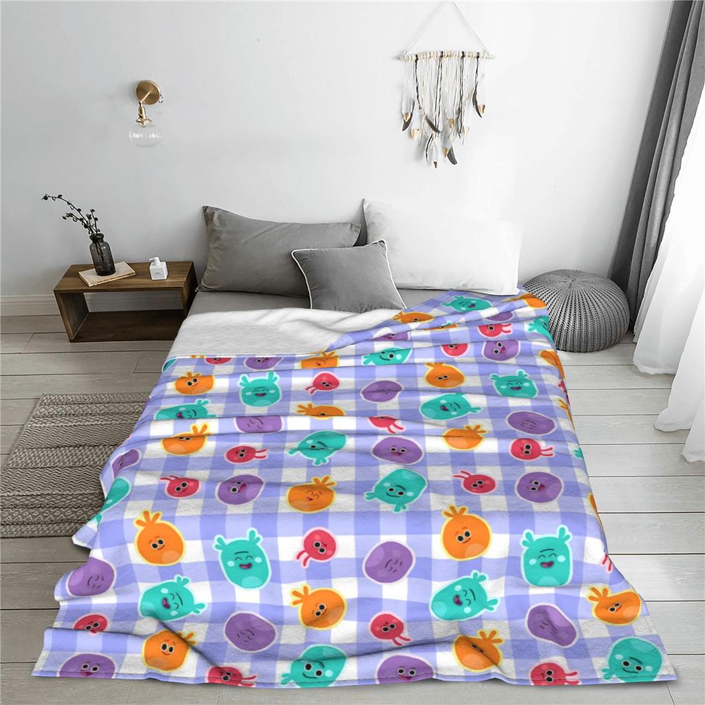 Bumble Nums Educational Cartoon Blanket Cute English Fleece Throw Blanket Airplane Travel Ultra-Soft Warm Multi-function Quilt