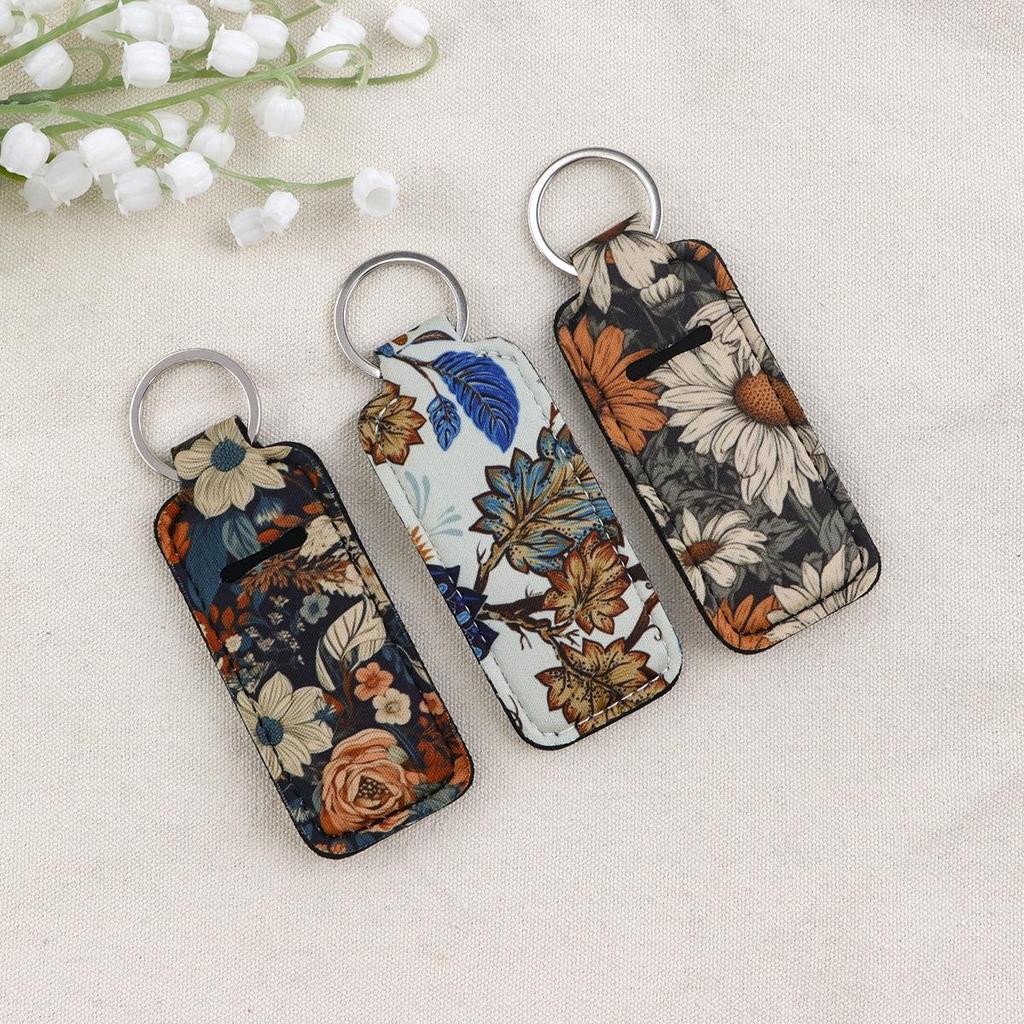 Floral Lipstick Case & Lanyard Keychain for Lipstick Protection and ID Access