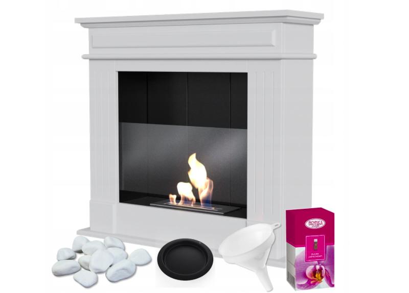 Portal Bioethanol Fireplace NOVEMBER TÜV White Self Assembly with Glazing Set