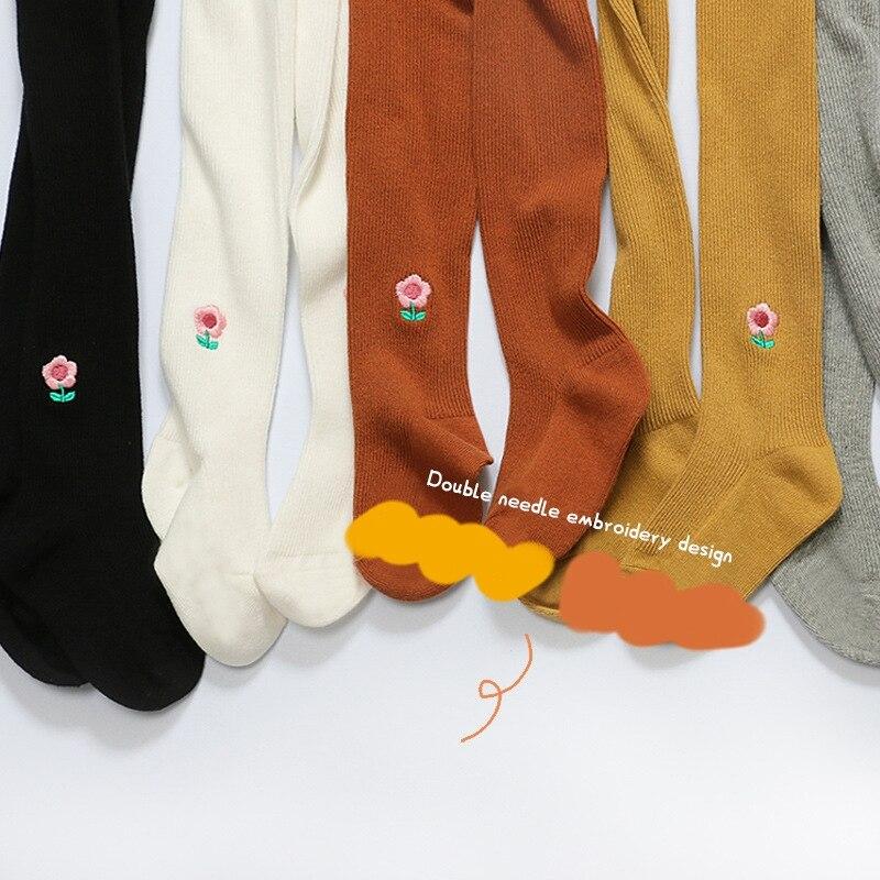 Детские леггинсы с двойной иглой и нулевой нитью ярких цветов и цветочной вышивкой