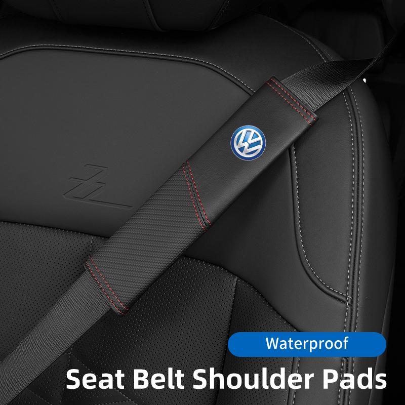 CUP1 Car Seat Belt Cover Safety Belt Two-colour Splicing Shoulder Protection Pads For VW Tiguan CC Jetta Polo Passat T-ROC Touareg