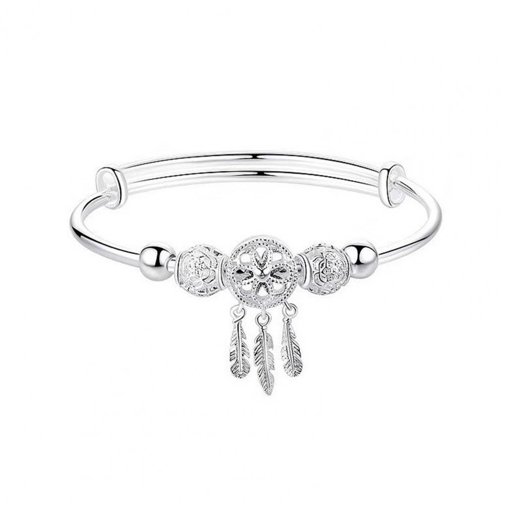 Регулируемый браслет Dreamcatcher Feather Bangle женский серебряный сплав запястье ювелирные изделия для подарка на годовщину дня рождения женский браслет