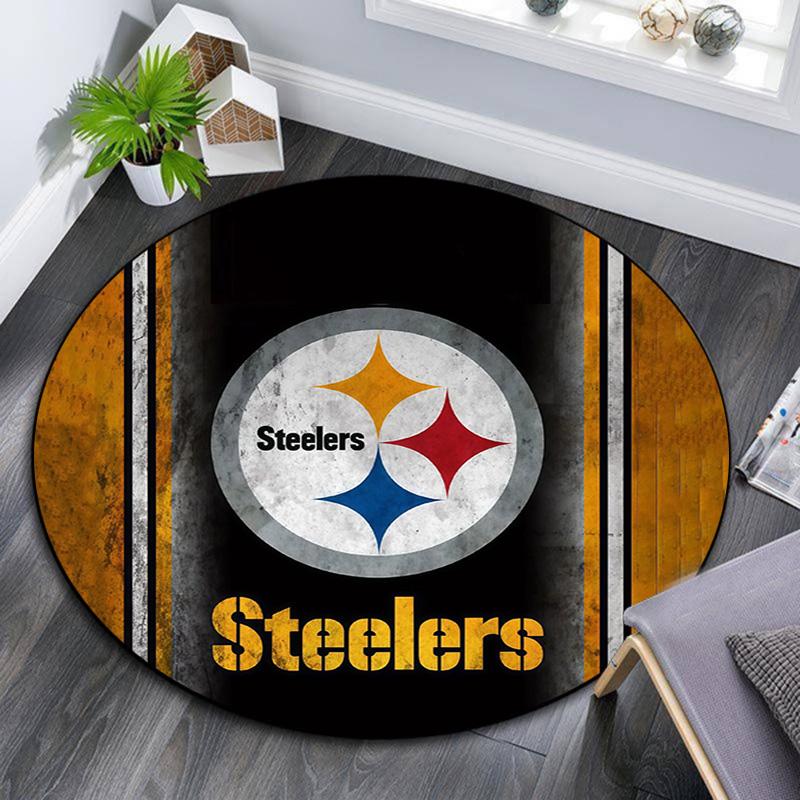 Pittsburgh Steelers Round Area Rug,Carpet Rug for Living Room Bedroom Sofa Playroom Decor,Non-slip Floor Mat