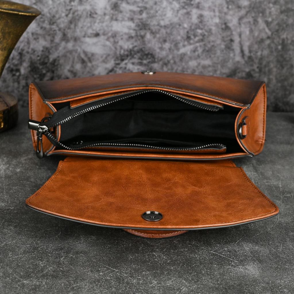 Vintage Embossed Leather Handbags for Women Designer Crossbody Shoulder Bag with Top Handle Chinese Style Handmade Purse 2025