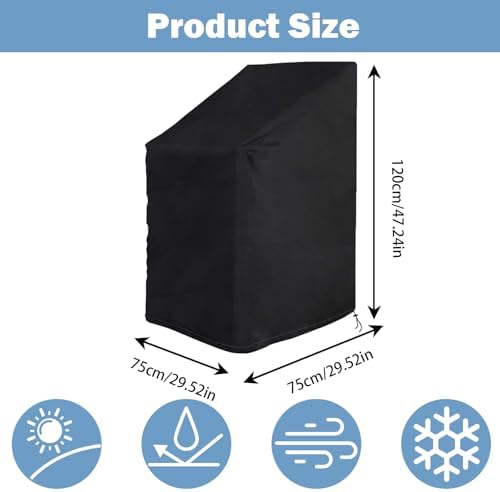 Rouzin 2 Pack Patio Chair Covers Waterproof 420D Stackable Outdoor Chair Cover Windproof Winter Protection 75x75x80/120cm