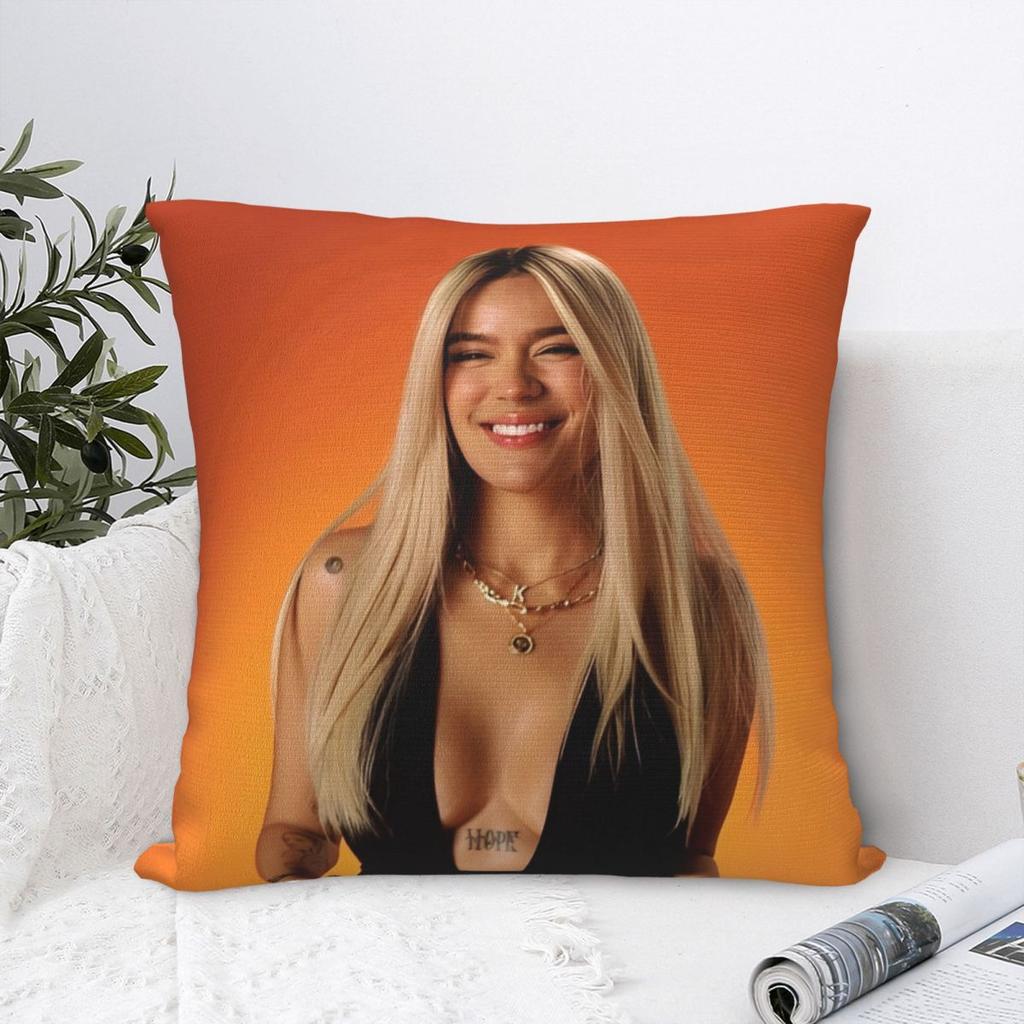 Karol G Tropicoqueta New Album Pillowcase Polyester Cushion Cover Decor Verano Rosa Throw Pillow Case Cover Home Square 40X40Cm