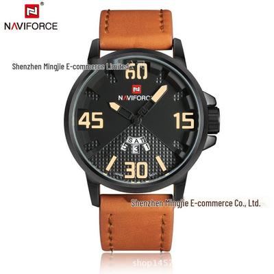 NAVIFORCE Новые 9087 Мужские Модные Повседневные Многофункциональные Водонепроницаемые Кварцевые Часы