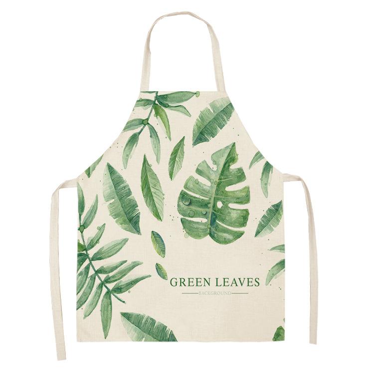 Tropical Plants Kitchen Aprons For Women Home Flower Baking Baking Cafe Cotton Linen Cleaning Aprons 38x47cm