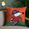 Cute Bobo the Mouse Cushion Cover Plush Fabric DoubleSided Printed Invisible Zipper Sofa Pillow Case Home Bedroom Decor