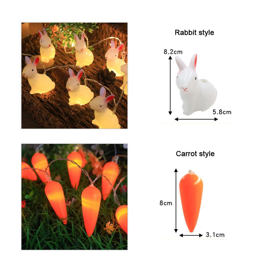 Светодиодная гирлянда "Кролик и морковка" Детская игрушка Освещение для декора сцены Маленькие цветные огоньки