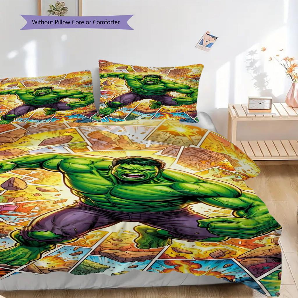 Superhero Hulk Power Unleashed Threepiece Set 1 Duvet Cover 2 Pillowcase Without Core Duvet Cover And Pillowcase Soft And Comfortable