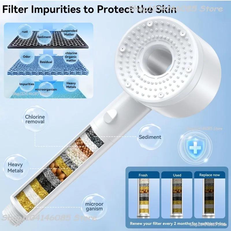 5 Modes High Pressure Shower Head Set Rainfall Handheld Sprayer Nozzle Shower Head with Hose Bracket Bathroom Faucet Accessories