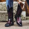 Orrick новые ретро ковбойские сапоги COWBOY кожаные ботинки, высокие женские и мужские сапоги, вышитые высокие западные сапоги
