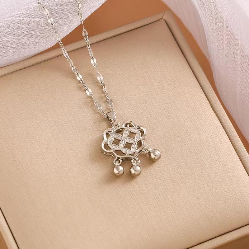 Новое ожерелье с подвеской Ping An Lock для женщин, простое, модное, легкое, роскошное, нишевое, дизайн высокого класса