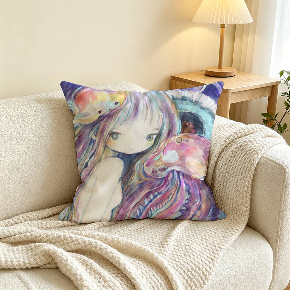 K-Kikuo Art A-Album Square Double-Sided printed Pillow Case Bedroom Bedside Pillow Sofa Cushion Cover
