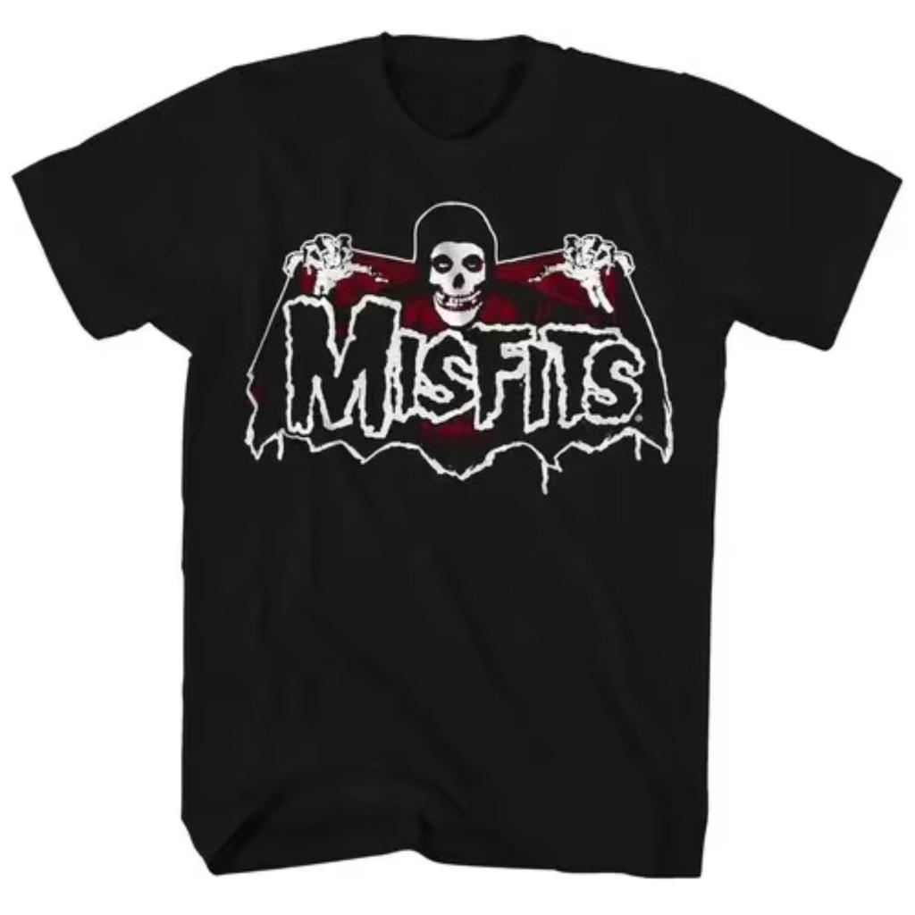 Новая модная футболка в стиле панк Misfits, ретро, уличный стиль, с рисунком черепа, мужская футболка, топ с принтом рок-черепа