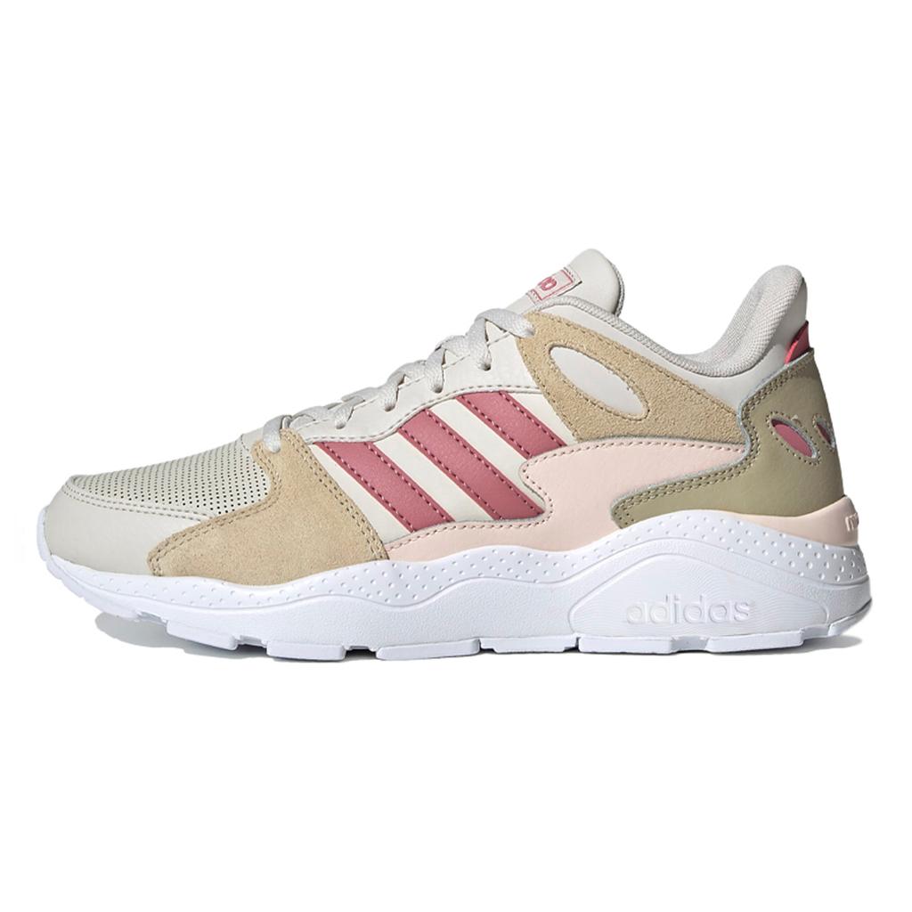 Adidas Neo Crazychaos Sports Versatile Synthetic Leather Non-Slip Wear-Resistant Low-Top Marathon Running Shoes Women Sneaker Gray Pink FW3938