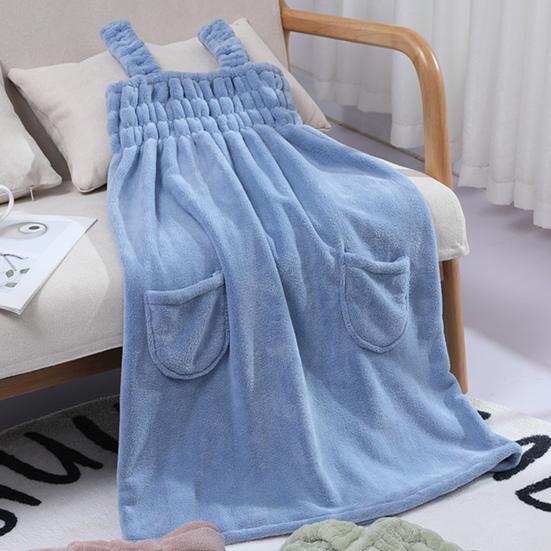 Коралловый флисовый банный халат, быстро впитывающий, быстросохнущий, эластичный, без рукавов, плиссированный, с карманами, свободный, на подтяжках, одежда для пляжа, спа, бассейна, банный халат