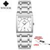 Fashion Stainless Steel Watches Men WWOOR Square Waterproof Quartz Watch Men Top Brand Luxury Gold Black Wristwatch For Man