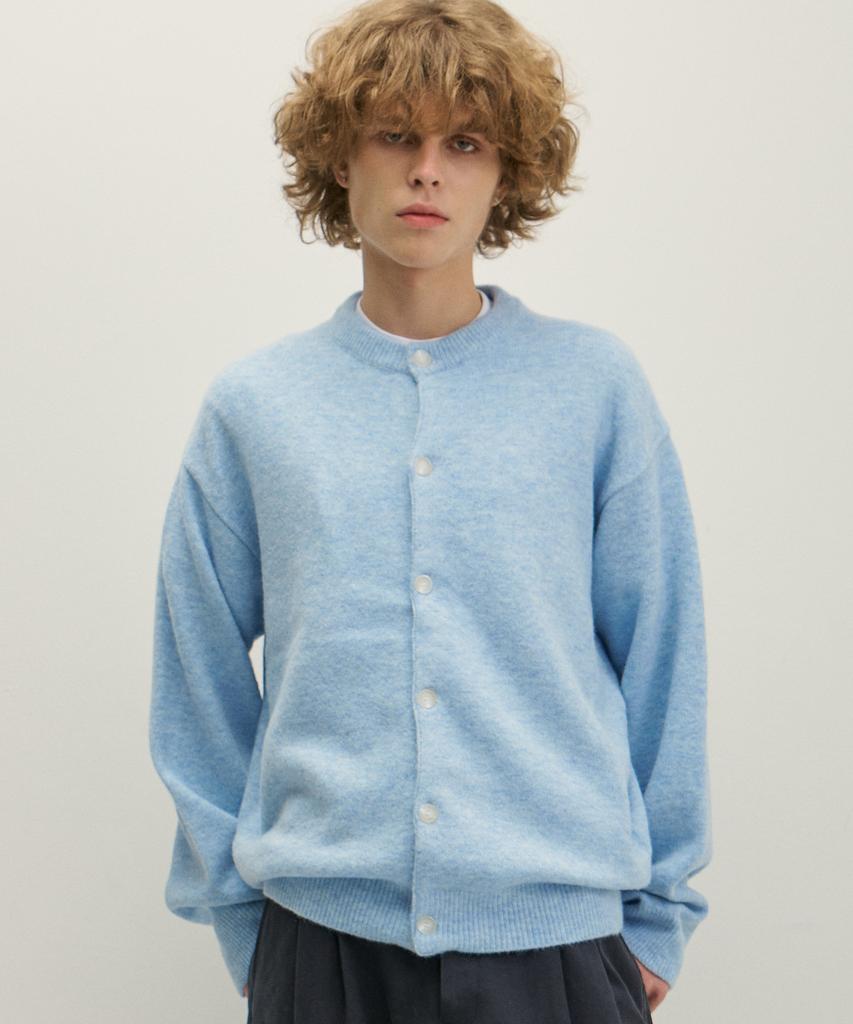 GNOK Wool Round Neck Knit Cardigan [Sky Blue]
