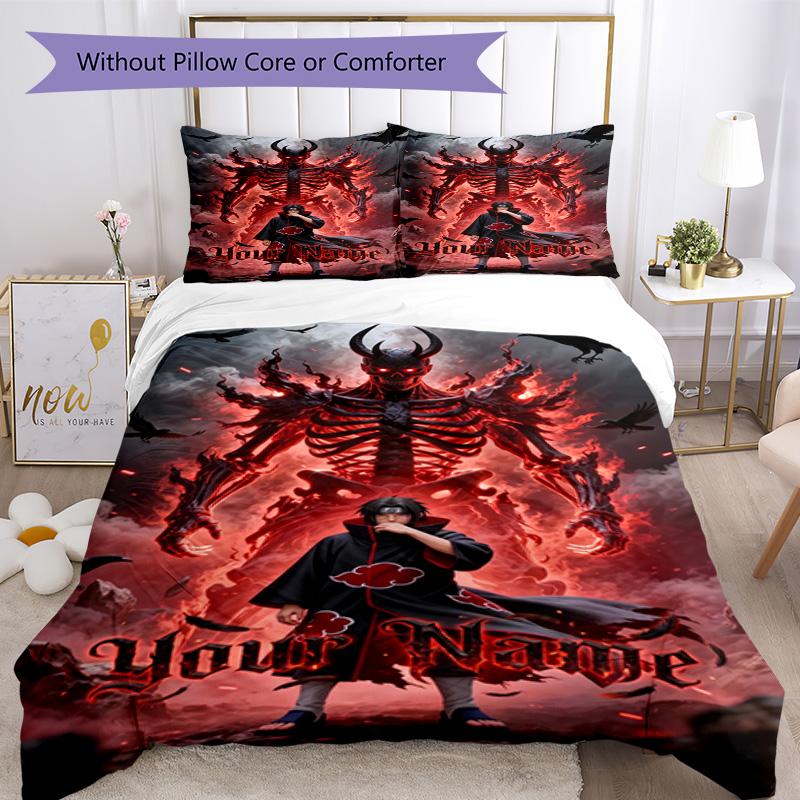 Naruto Character Customize Text Duvet Cover Set Design for Living Rooms Machine Washable Bedroom Decor Best for Christmas