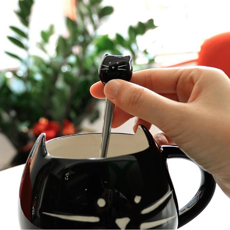 Stainless Steel Cartoon Spoons Cute Cat Coffee Spoon Tea Fork Tool