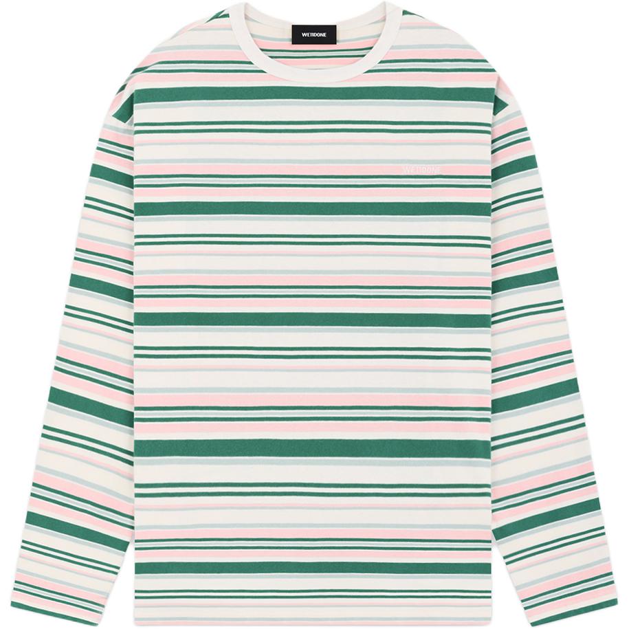 We11done Ss25 Logo Stripe Comfortable Minimalist Long Sleeve T-Shirt Unisex Tops White WD-TT1-25-728-U-WH