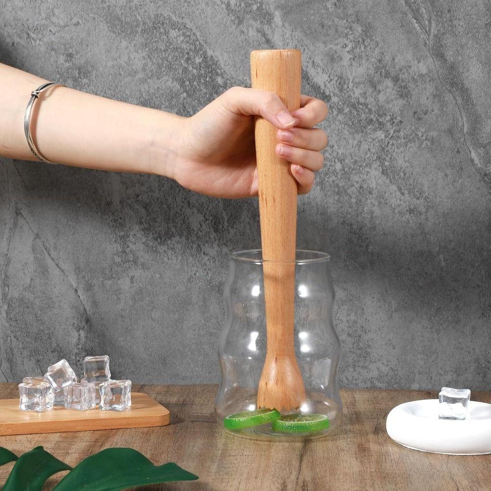 Sturdy Fruit Tea Pounding Stick Heavy Duty Wooden Fruit Tea Muddler Drinks Muddler Kitchen Masher