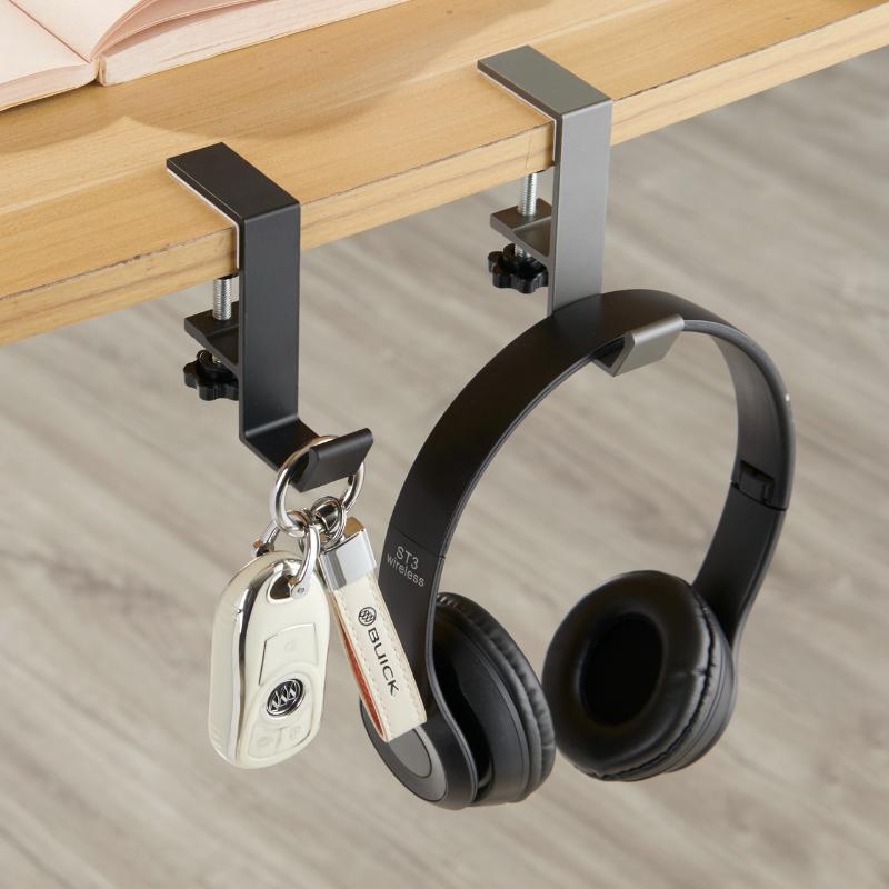 Multi-Functional Table Edge Double Hook Punch-Free Hanging Bag Hook Adjustable Desk Hanger Backpack Storage Hanging Hooks Holder