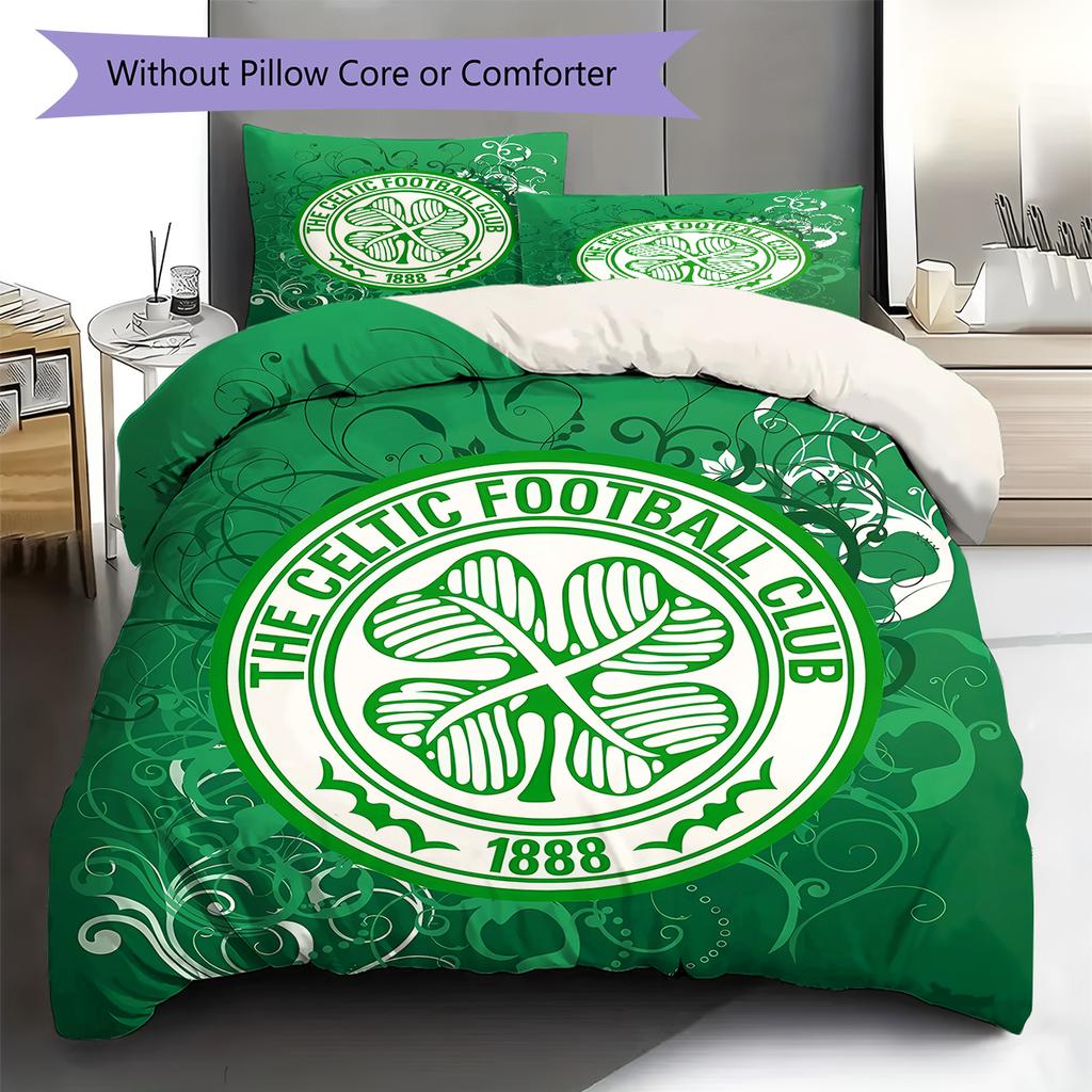 Celtic Football Club Pattern Bedding,Quilt Set Quilt Cover Pillowcase Home Birthday Gift (1 * duvet cover + 2 * pillowcase, without core)