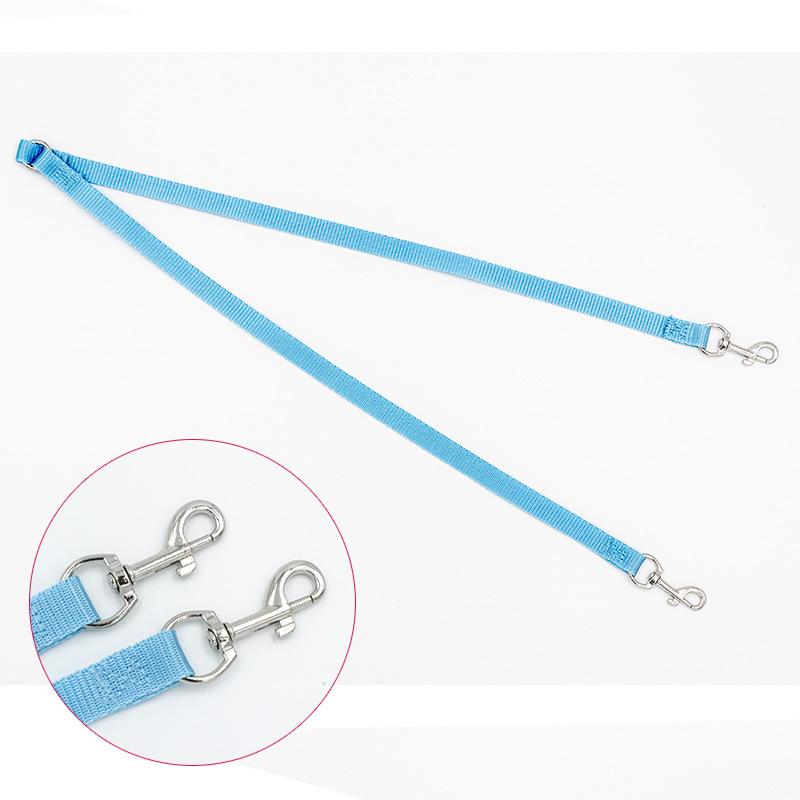 Nylon Double Pulling Head Handle One Drag Two Dog Leash Dogs Hand Holding Rope Durable Pet Dog Leashes Solid Color Pet