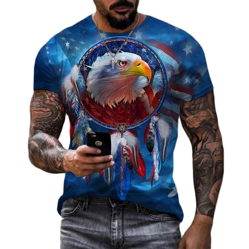 Night Eagle T-shirt 3d Print T Shirt Summer Men's Oversized Short Sleeve Tops Tees Men's Designer Clothing