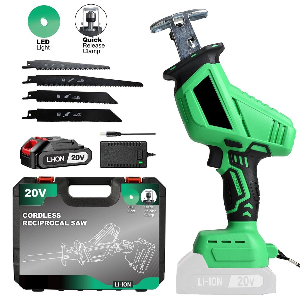 20V Cordless Electric Reciprocal Saw Industrial Grade DIY Tool for Metal Wood PVC & Plastic-EU Local Warehouse
