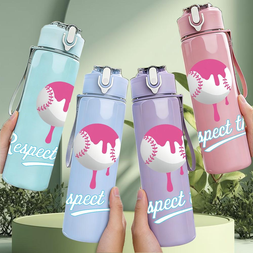 1PC Ice Cream Sweet Dessert Pattern 750ml Color Plastic Sports Water Bottle Leakproof Flip Straw Lid Suitable for Sports Office Home Use