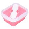 Силиконовый изоляционный контейнер Портативный ланч-бокс со встроенной вилкой ложкой для офиса школы Розовый 600 мл