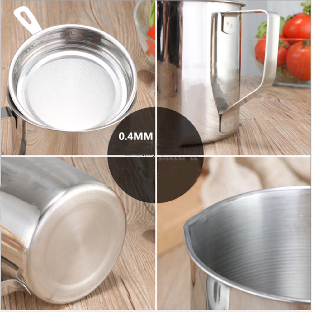 Контейнер пищевого масла и жира нержавеющей стали 1.3Л с фильтром для жира сетки фильтра