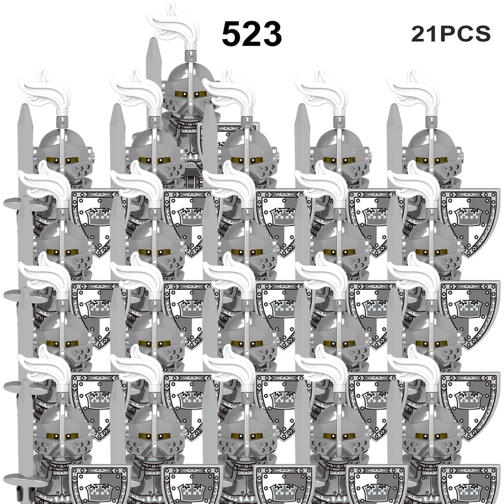MOC средневековые военные армейские строительные блоки, римский солдат, меч, фигурки, рыцари, щит, оружие, аксессуары, кирпичи, игрушки