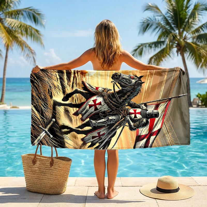 Cross Templars Knight Fashion Beach Towel: Ideal for Summer Adventures Soft, absorbent and quick drying suitable for swimming and bathing