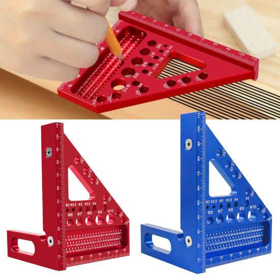 Линейка для чертежей 22,5-90 градусов со штифтом, 6 отверстий, высокоточная, портативная, удобная для переноски, плотницкий угольник, инструмент для деревообработки