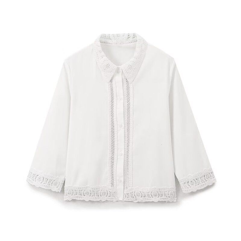 Fashion Style 2024 Autumn New Arrival Women's Stylish Cut Out Crochet Shirt Casual Mid Waist Shorts 4786252