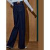 Coolhut2025 Autumn and Winter New Women's Fashion Casual Dark Blue Slimming and Flesh-Covering Women's Straight Wide-Leg Pants