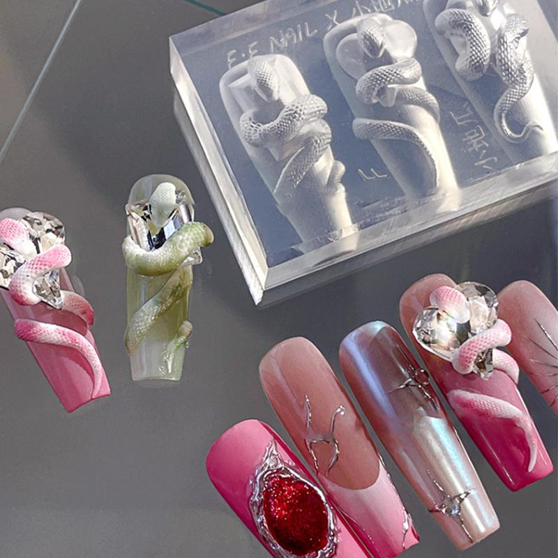 Мультяшная мини-змея силиконовая форма для ногтей штампинг для ногтей стереоскопические украшения ногти дизайн своими руками инструменты для маникюра